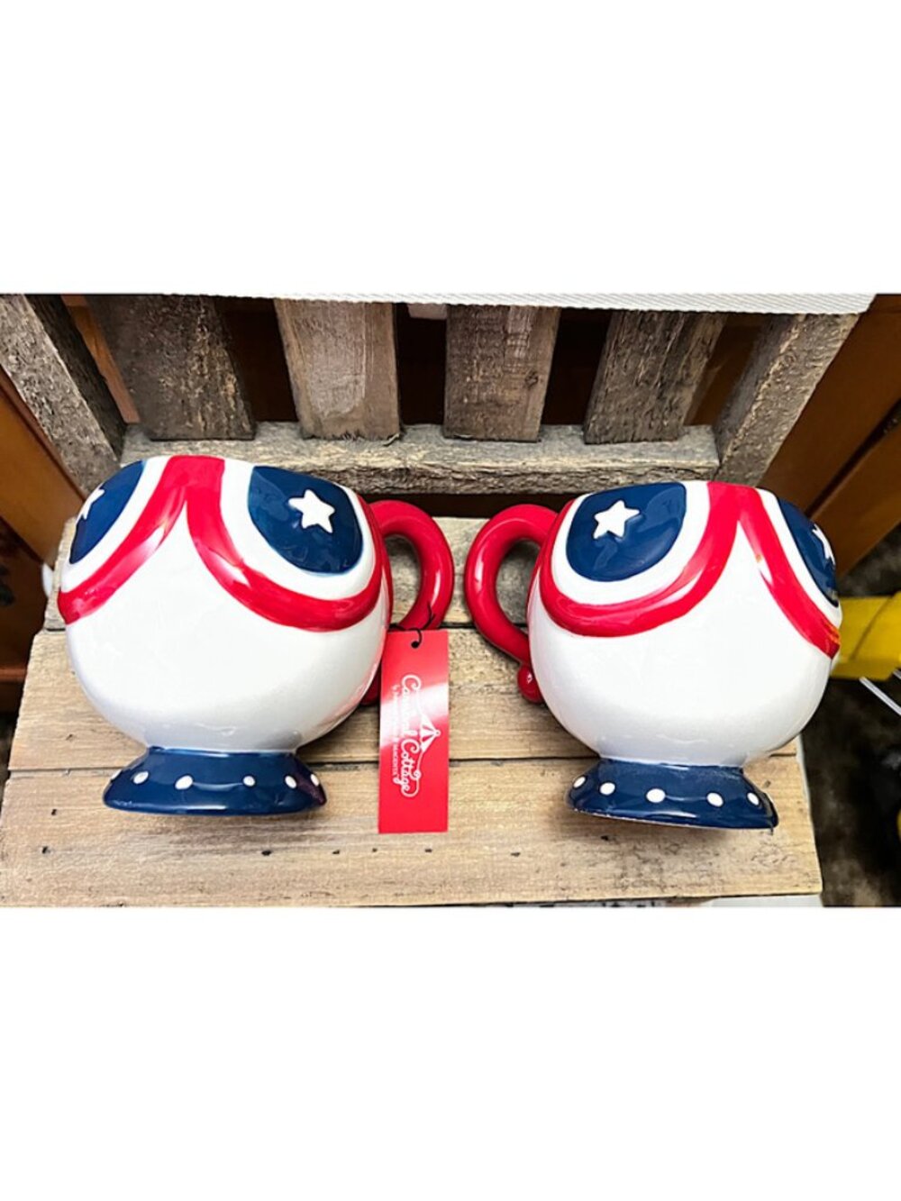 Johanna Parker Patriotic Stars & Stripes Matching Mug Set - 2pcs NWT